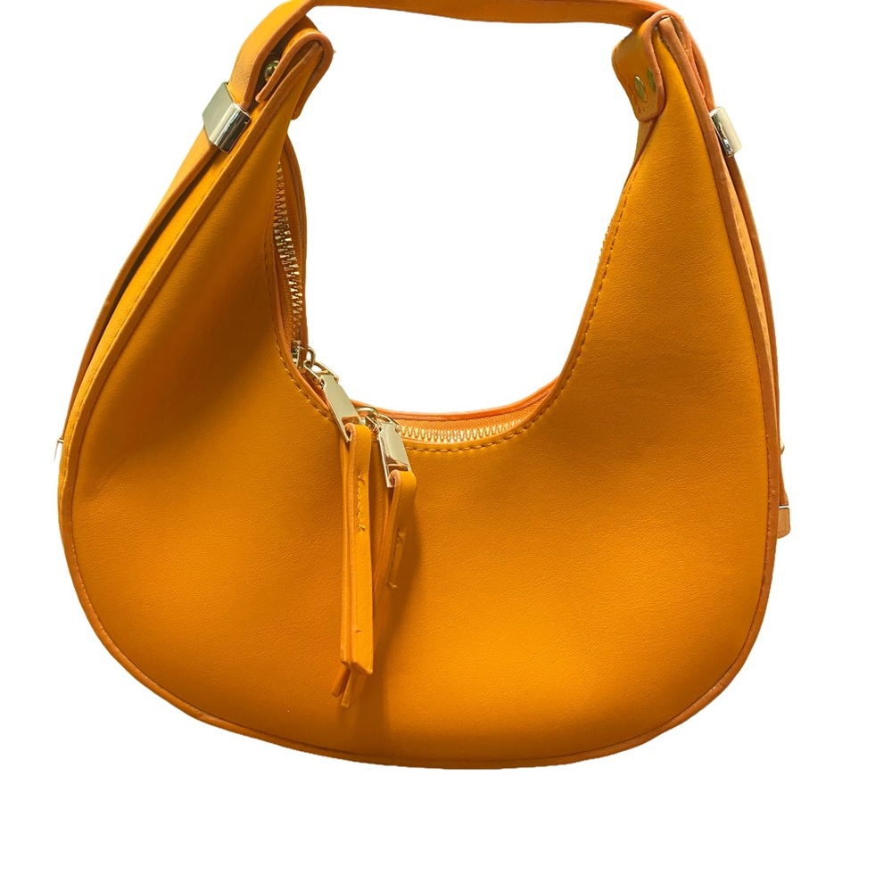Sleek Orange Crescent Hobo Bag